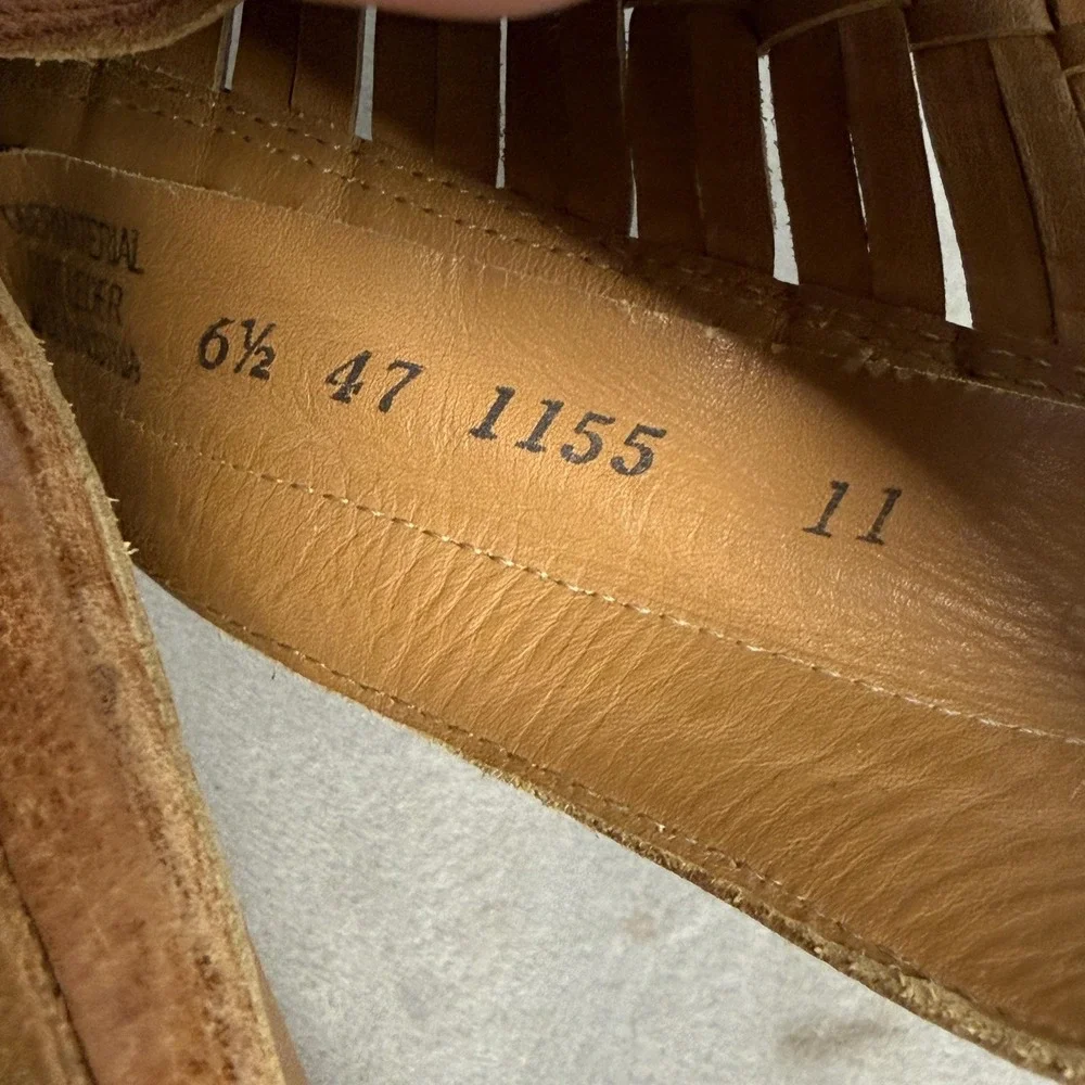 Paul Green Shoes Womens Size 6.5 Brown‎ Leather Woven Strappy Sandals Zip Heel